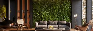 Vertical Green Wall in a living room interior