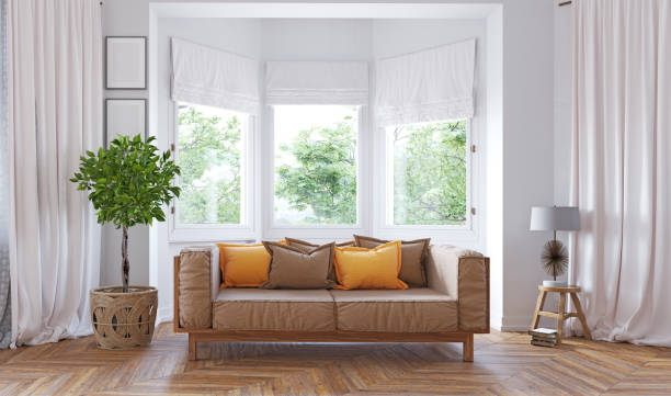 Window treatments brightening up a modern home.